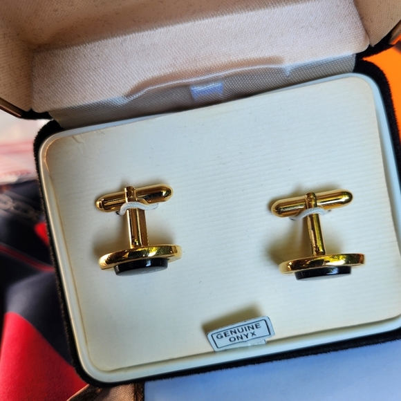 Pierre cardin cufflinks Genuine Onyx - Picture 6 of 7